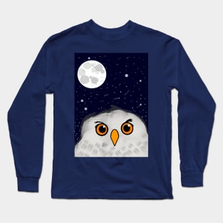 Owl in the night sky Long Sleeve T-Shirt